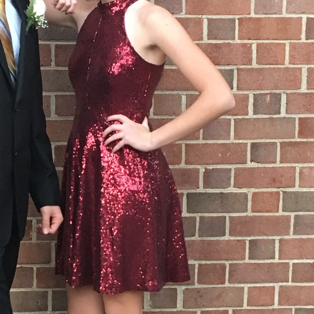 Lulu's Burgundy Sequin Mini Dress